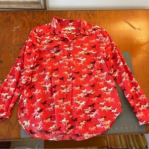 LOFT Red and White Horse Print Shirt